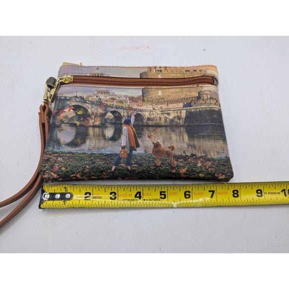Y Not? Womens European Scenic Wristlet Wallet Print & Gold Zipper Accents - Picture 3 of 11